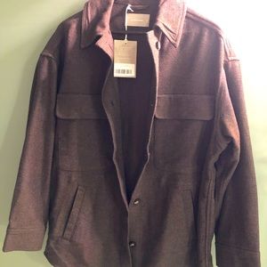 Everlane XL The Oversized Shirt Jacket in Heathered Brown
